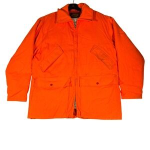 Vintage Woolrich Blaze Orange Down Filled Hunting Jacket Parka Mens Medium USA